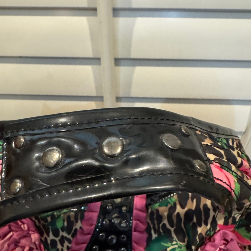 Betsy Johnson vintage Floral Leopard Print Women's Purse Hobo - Picture 3 of 5